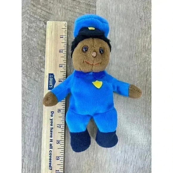 Vintage 90s Plushpups Police Officer Beanbag Plush African American 9” Toy - Picture 3 of 6